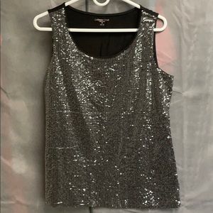 Silver sequin tank